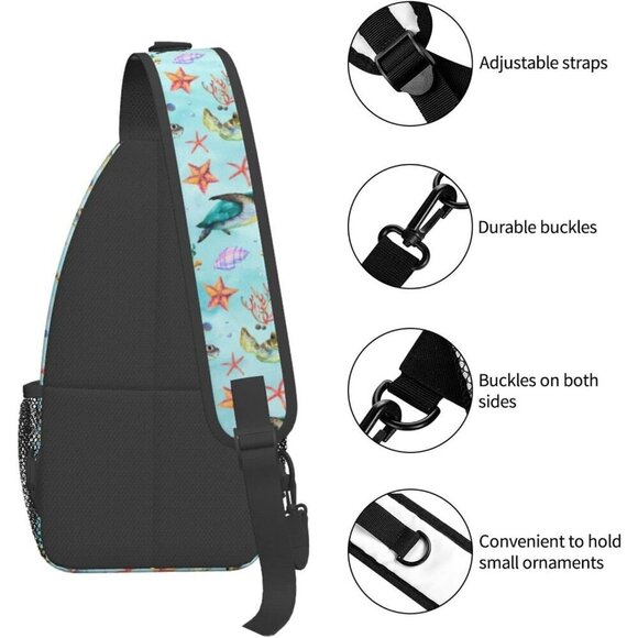 Women\'s Goth Sling Backpack Crossbody Shoulder Bag Travel Hiking Daypack Turtle main image 5